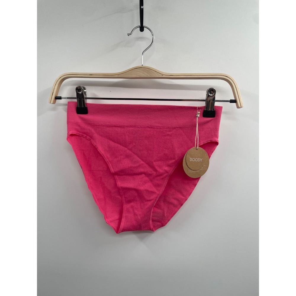 NWT‎ Boody Lyolyte Ribbed High Leg Brief Women Small McGrath Pink Elastic Waist